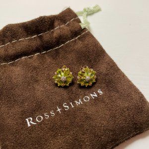 Ross Simons Green Flower Earrings